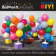 Load image into Gallery viewer, Balloon It Yourself! Party 4-Pack Balloon Stand Decorations. Complete DIY Kit. Includes Dual Action Air Pump. - Balloon It
