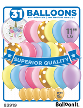 Load image into Gallery viewer, Unicorn Baby complete kit contains 31 balloons!

