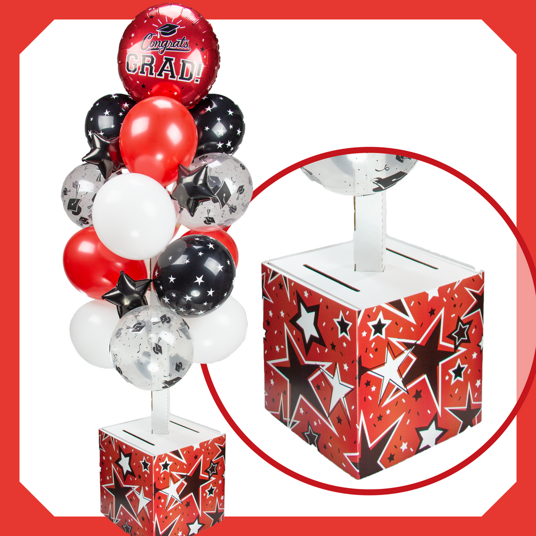 Red, White and Black Graduation Card Box Bunch. All-In-One Complete DIY Kit.