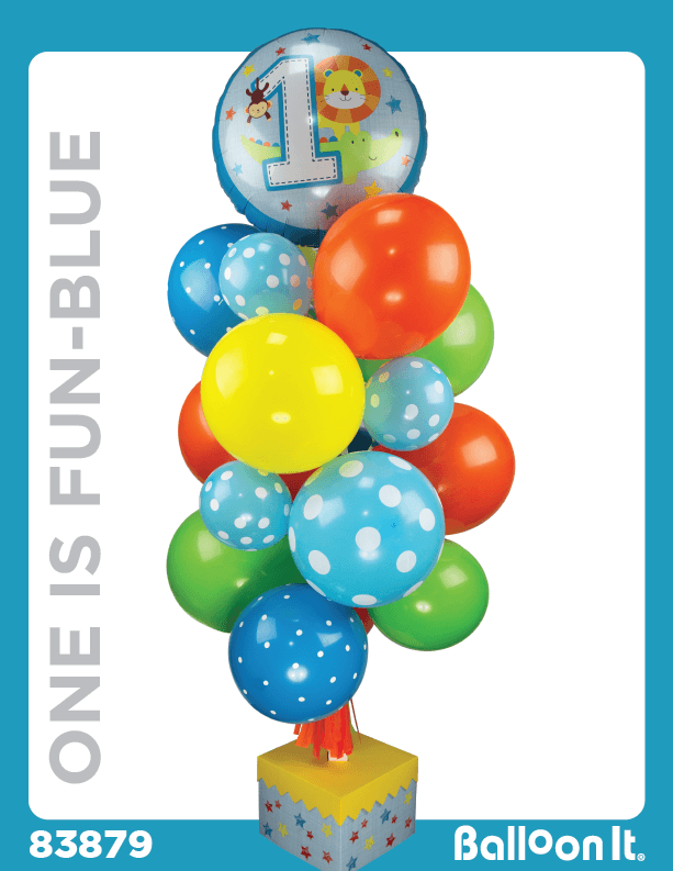 One Is Fun, Blue Balloon It Bunch. All-in-one complete DIY Kit (1) - Balloon It