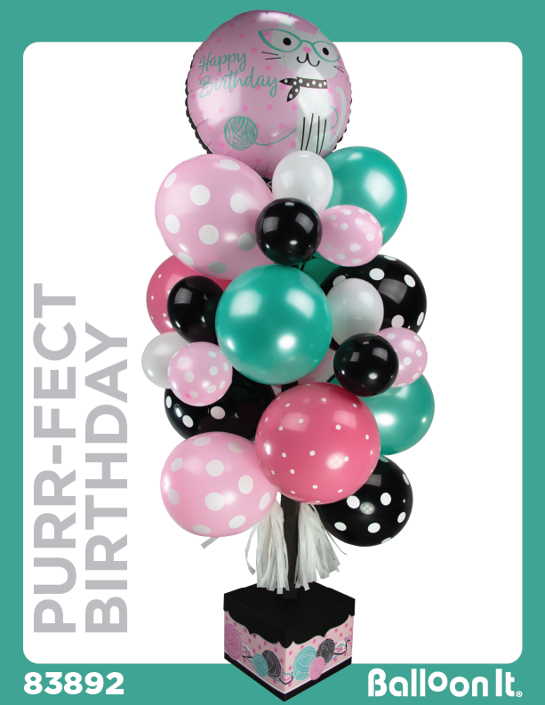 Purr-FECT Birthday Balloon It Bunch. All-in-one complete DIY Kit (1) - Balloon It