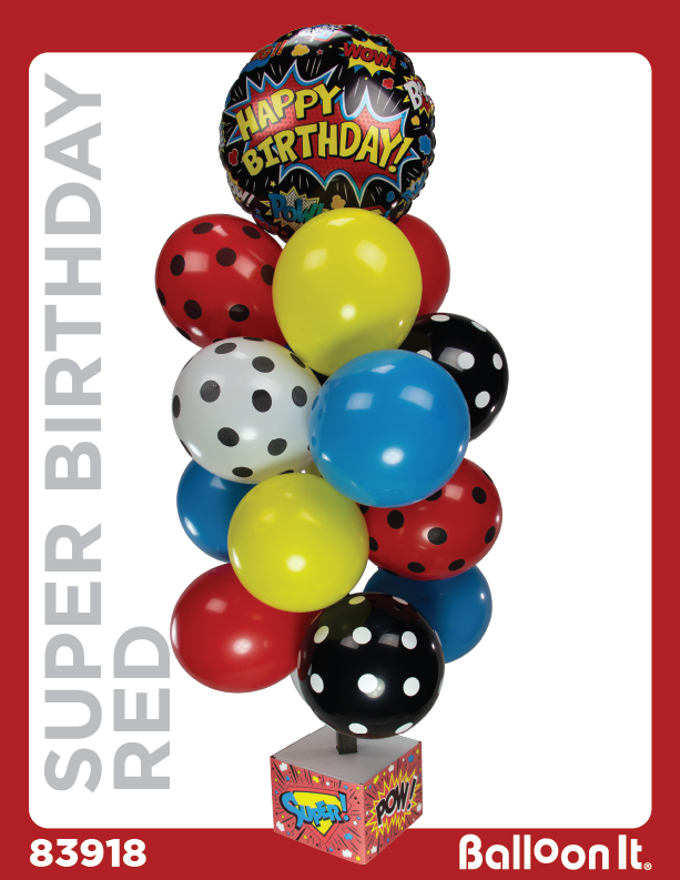 Super Birthday, Red Balloon It Bunch. All-in-one complete DIY Kit (1) - Balloon It
