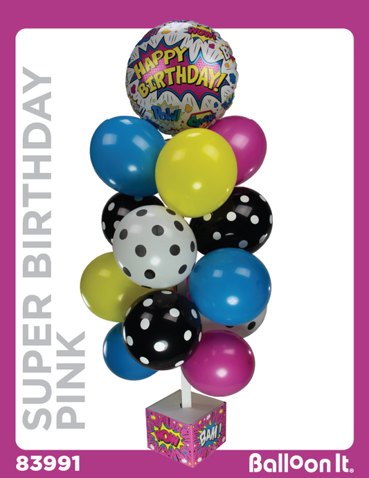 Super Birthday, Pink Balloon It Bunch. All-in-one complete DIY Kit (1) - Balloon It