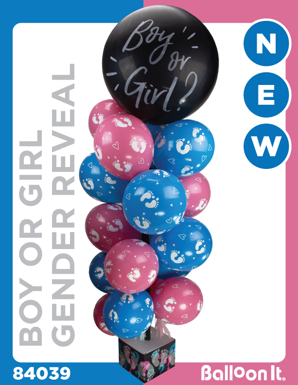 Boy or Girl? Gender Reveal Balloon It Bunch. All-In-One Complete Kit