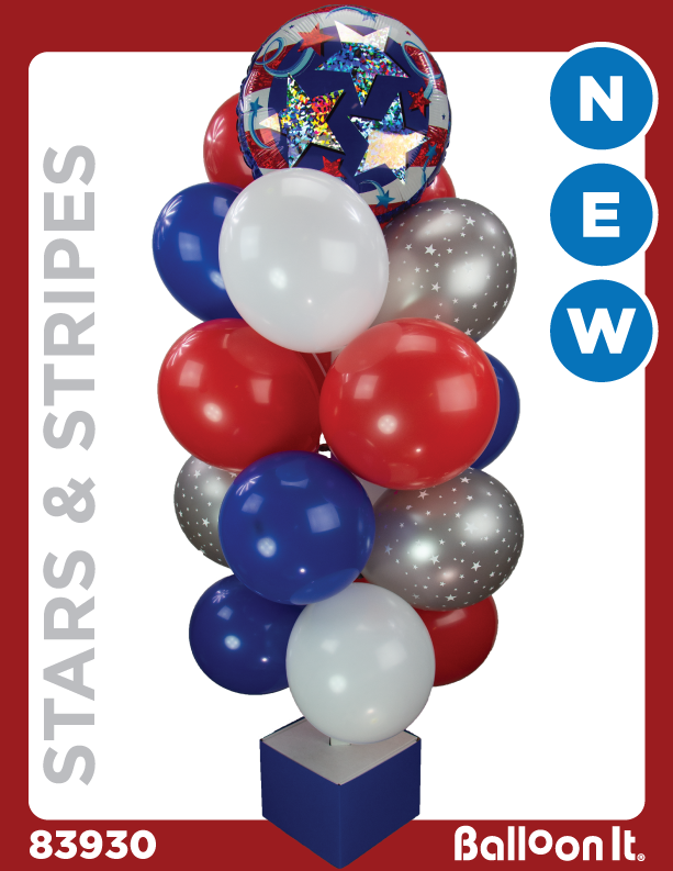 Stars & Stripes Balloon It Bunch. All-In-One Complete Balloon Stand Kit
