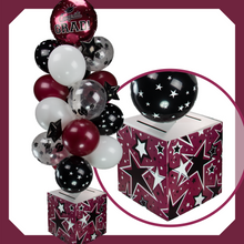 Load image into Gallery viewer, Burgundy / Maroon, White and Black Graduation Card Box Bunch. All-In-One Complete DIY Kit.
