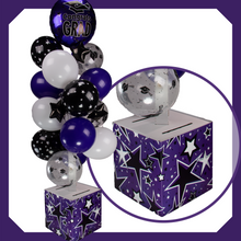 Load image into Gallery viewer, Purple, White and Black Graduation Card Box Bunch. All-In-One Complete DIY Kit.
